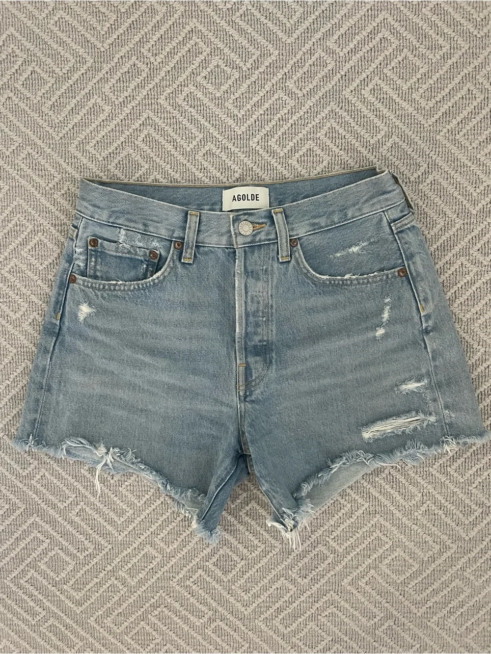 AGOLDE Parker Long Denim Cutoff Shorts